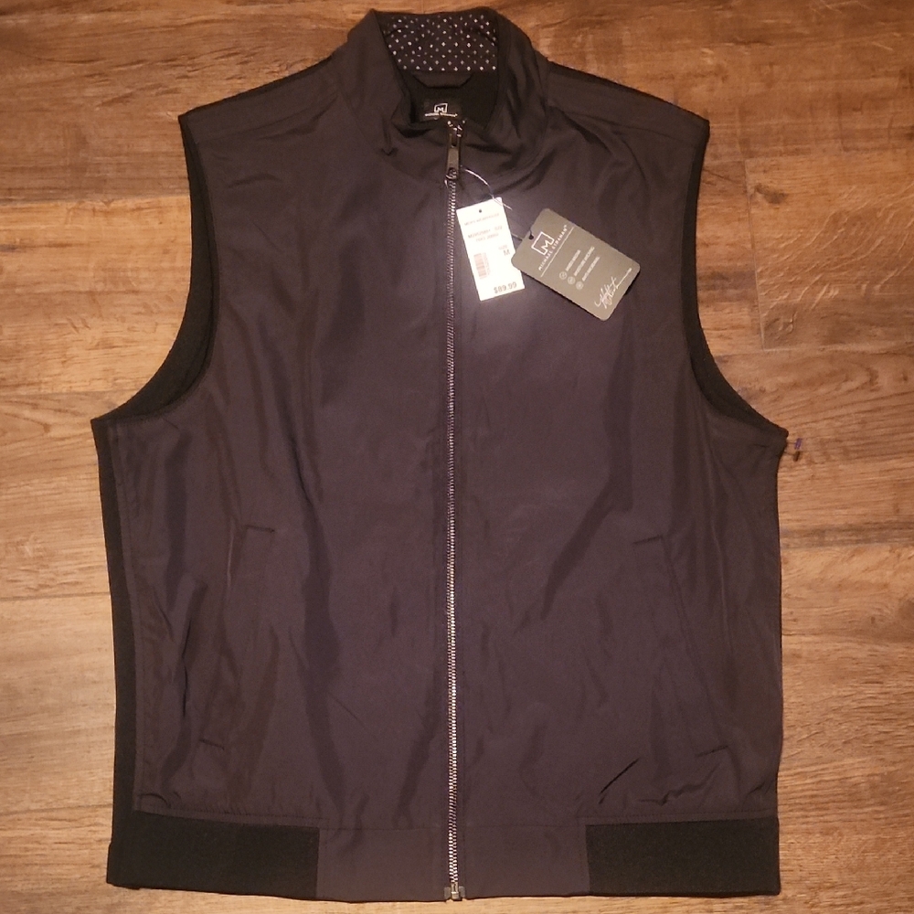 Black Sleeveless Vest with Stand-Up Collar